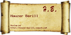 Hauzer Berill névjegykártya